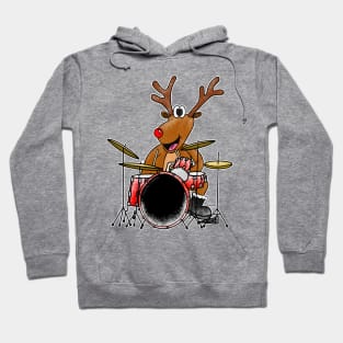 Christmas Drummer Rudolf The Reindeer Playing Drums Musician Hoodie